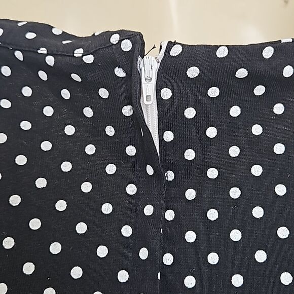 Women's Custom-Made Polka Dot Spaghetti Straps A-line Midi Dress M/L Black/White - Picture 5 of 16